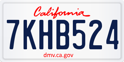 CA license plate 7KHB524