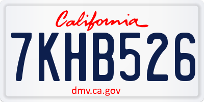 CA license plate 7KHB526