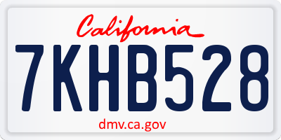 CA license plate 7KHB528