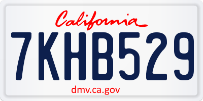 CA license plate 7KHB529