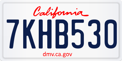 CA license plate 7KHB530