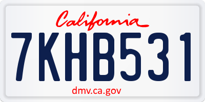 CA license plate 7KHB531