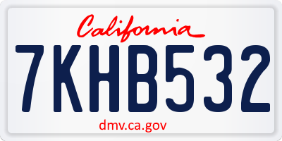 CA license plate 7KHB532