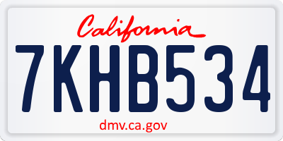 CA license plate 7KHB534