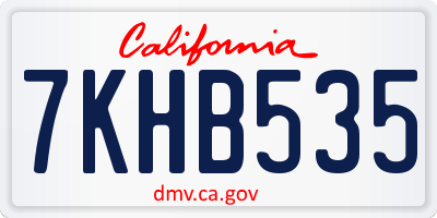 CA license plate 7KHB535