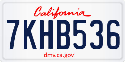CA license plate 7KHB536