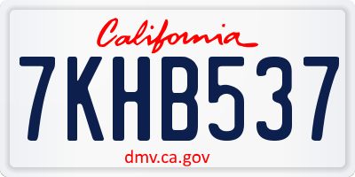 CA license plate 7KHB537