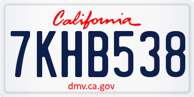 CA license plate 7KHB538