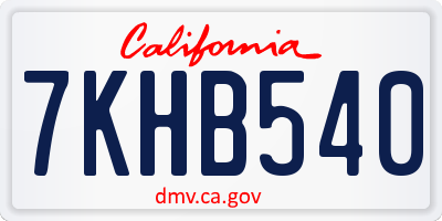 CA license plate 7KHB540