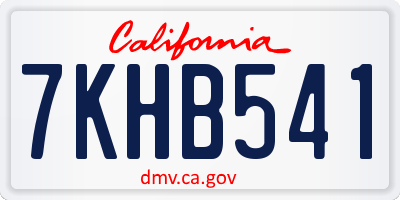 CA license plate 7KHB541