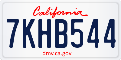 CA license plate 7KHB544