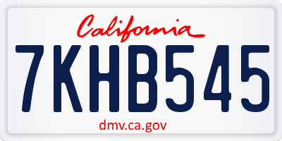 CA license plate 7KHB545