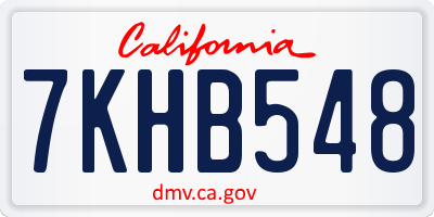 CA license plate 7KHB548