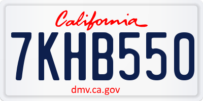CA license plate 7KHB550