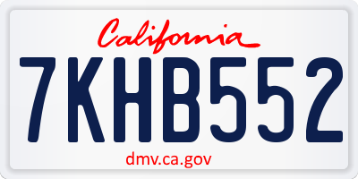 CA license plate 7KHB552