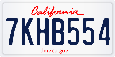 CA license plate 7KHB554
