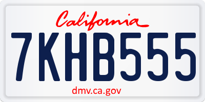 CA license plate 7KHB555