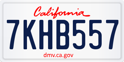 CA license plate 7KHB557