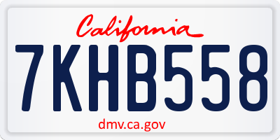 CA license plate 7KHB558
