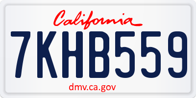 CA license plate 7KHB559