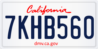 CA license plate 7KHB560