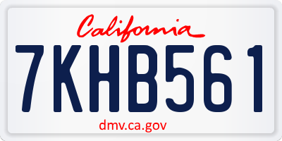 CA license plate 7KHB561