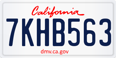 CA license plate 7KHB563