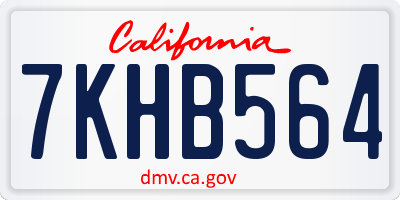 CA license plate 7KHB564