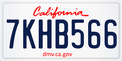 CA license plate 7KHB566