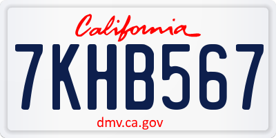 CA license plate 7KHB567
