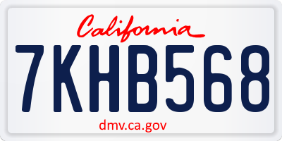 CA license plate 7KHB568