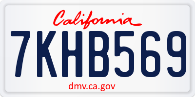 CA license plate 7KHB569