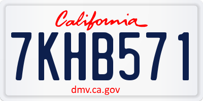 CA license plate 7KHB571