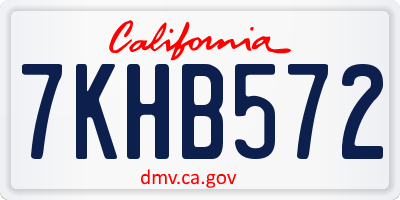 CA license plate 7KHB572