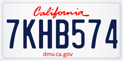 CA license plate 7KHB574