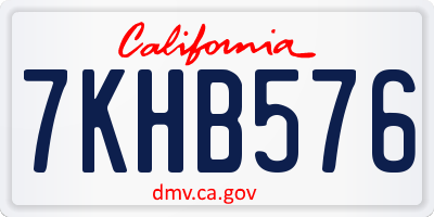 CA license plate 7KHB576