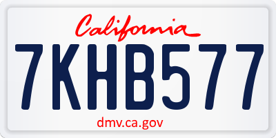 CA license plate 7KHB577