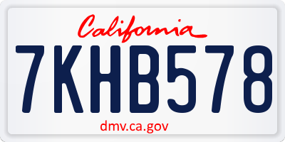 CA license plate 7KHB578