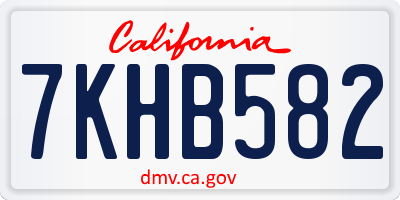 CA license plate 7KHB582
