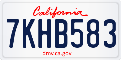 CA license plate 7KHB583