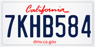CA license plate 7KHB584