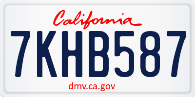 CA license plate 7KHB587