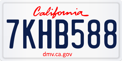 CA license plate 7KHB588
