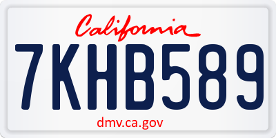 CA license plate 7KHB589
