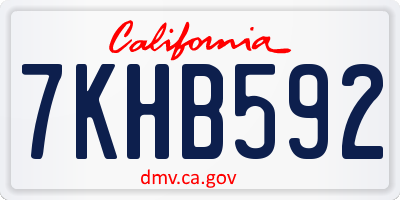 CA license plate 7KHB592