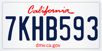 CA license plate 7KHB593