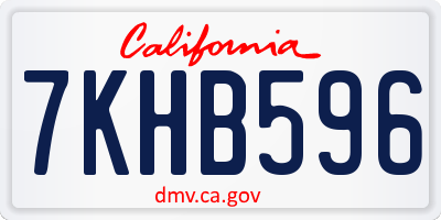 CA license plate 7KHB596