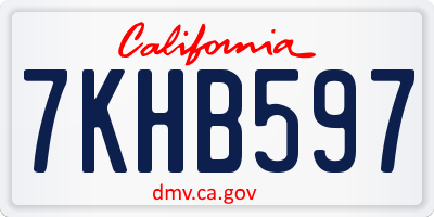 CA license plate 7KHB597