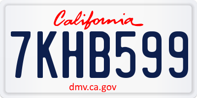 CA license plate 7KHB599