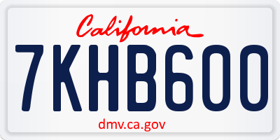 CA license plate 7KHB600